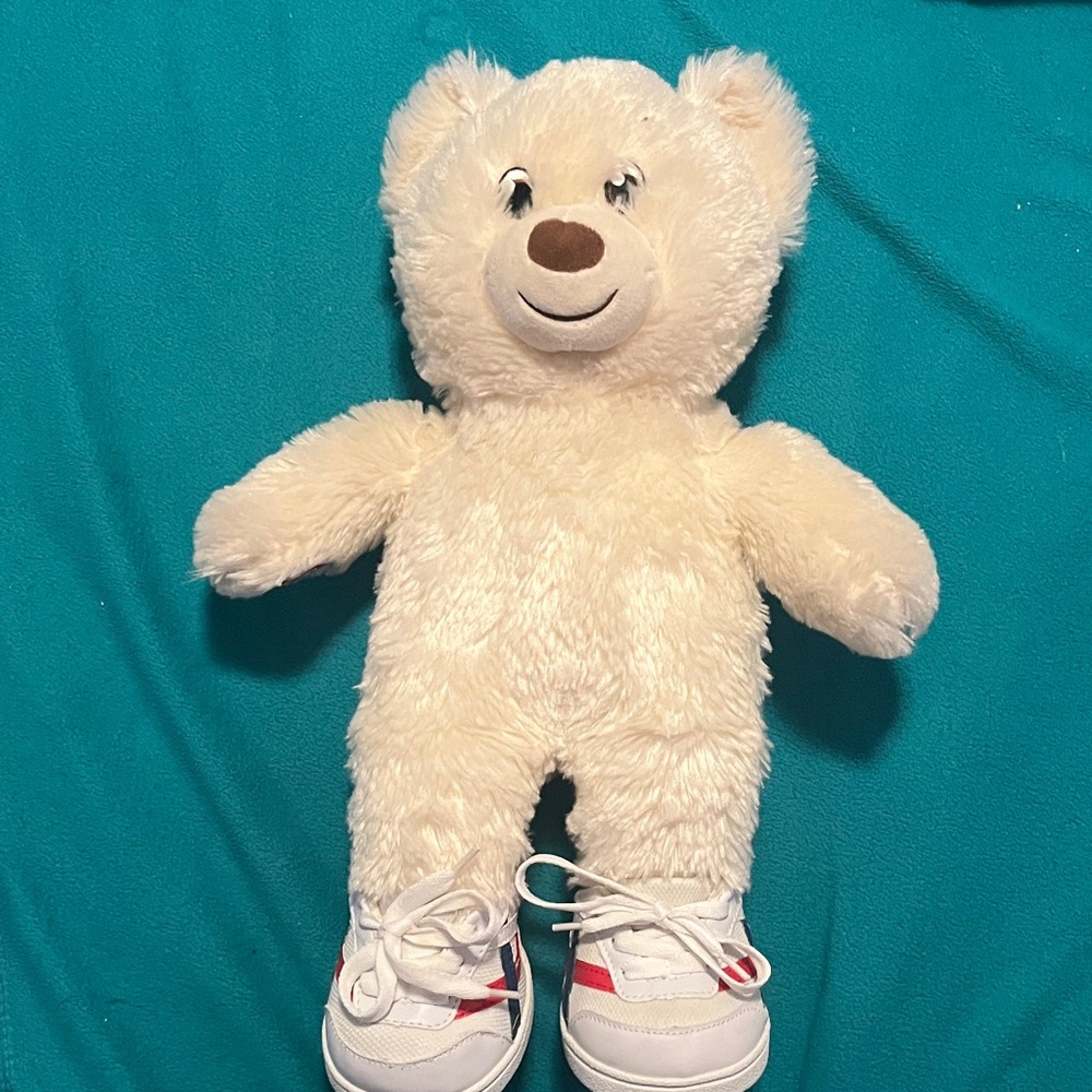 Build-A-Bear Cream Plush bear with Sneakers